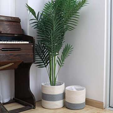 LA JOLIE MUSE Cotton Rope Plant Baskets for Indoor Use