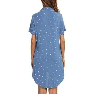 Senert Women's Ultra-Soft Nightgown Button Down Sleepwear