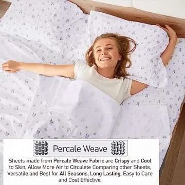 RUVANTI 100% Cotton Sheets - Crispy Cooling Percale Sheets for Full Size Bed, Breathable & Durable Full Sheet Set, 16 Inches Deep Pocket Bed Sheets, Phulkari, 4 Pieces