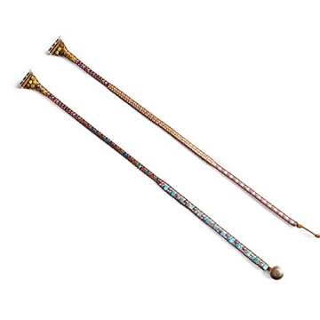 YGLINE Beaded Bracelet Compatible with Apple Watch Band 38mm/41mm,Wraps Leather Braided Natural Stone Strap for Women iWatch Series SE 7 6 5 4 3 2 1