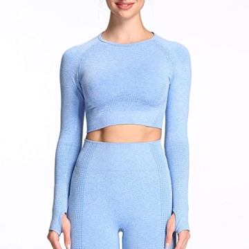 Aoxjox Long Sleeve Crop Top for Women - Vital Workout Wear