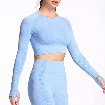 Aoxjox Long Sleeve Crop Top for Women - Vital Workout Wear