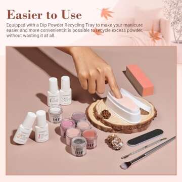 AZUREBEAUTY Dip Powder Nail Starter Kit Nude Pink Brown Grey Dipping Powder 20 Dark Light Trend Colors Recycling Tray Liquid Set Top Base Coat Activator for French Nail Art Manicure Salon