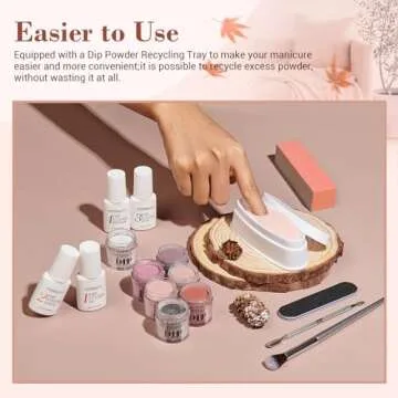 AZUREBEAUTY Dip Powder Nail Starter Kit Nude Pink Brown Grey Dipping Powder 20 Dark Light Trend Colors Recycling Tray Liquid Set Top Base Coat Activator for French Nail Art Manicure Salon