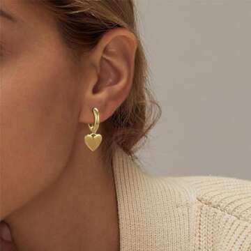 Stylish HBFashion 18K Gold Heart Earrings for Women