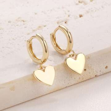 Stylish HBFashion 18K Gold Heart Earrings for Women