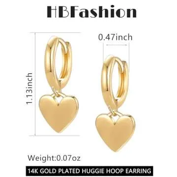 Stylish HBFashion 18K Gold Heart Earrings for Women