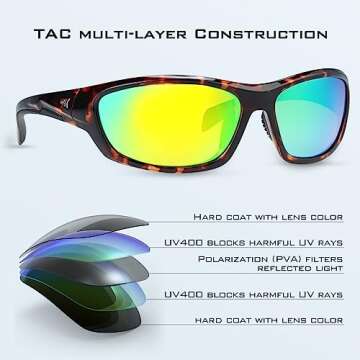 KastKing Hiwassee Polarized Sport Sunglasses for Men and Women, Gloss Demi Frame,Brown Chartreuse Mirror