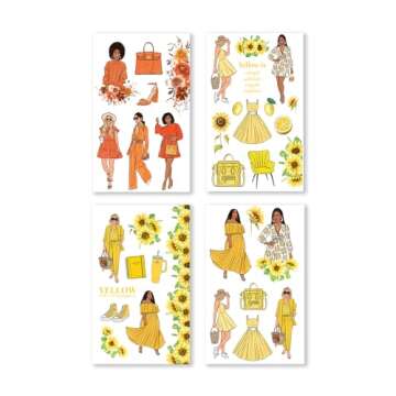 Rongrong Rainbow Girls Planner Stickers Book for Planners, Calendars, Journals – Aesthetic Premium Quality Hand Drawn – Scrapbook Stickers – 24 Pages