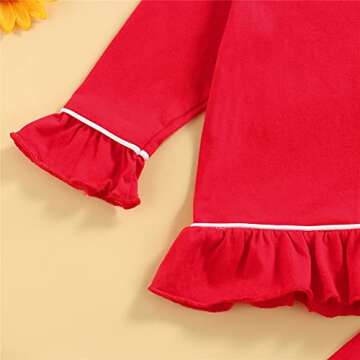 Ayalinggo Toddler Kids Baby Girl Solid Pjs Ruffle Long Sleeve Button Shirt Top and Pants Cotton 2Piece Pajamas Set (Red, 6-12 Months)