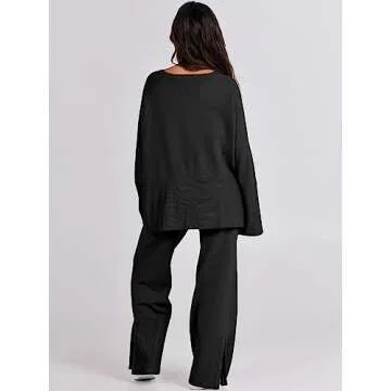 ANRABESS Womens Cozy 2 Piece Oversized Knit Set 2024