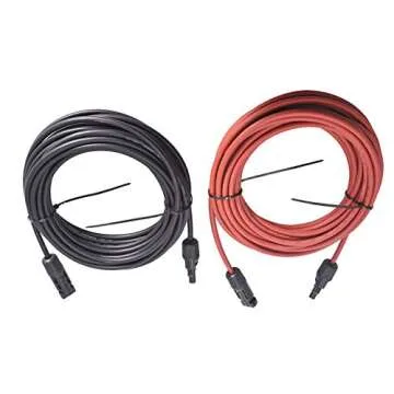 WFLNHB 30FT 12AWG Black + Red 12 Gauge Solar Panel Extension Cable Wire with Female and Male Connect...