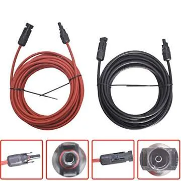 WFLNHB 30FT 12AWG Black + Red 12 Gauge Solar Panel Extension Cable Wire with Female and Male Connector Solar Connector