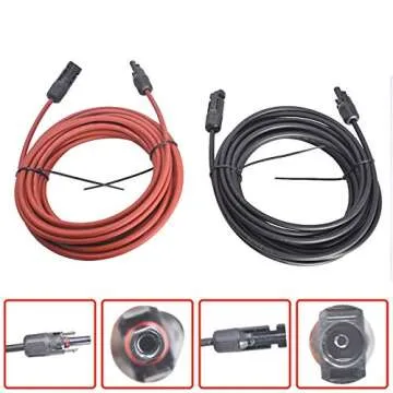 WFLNHB 30FT 12AWG Black + Red 12 Gauge Solar Panel Extension Cable Wire with Female and Male Connector Solar Connector