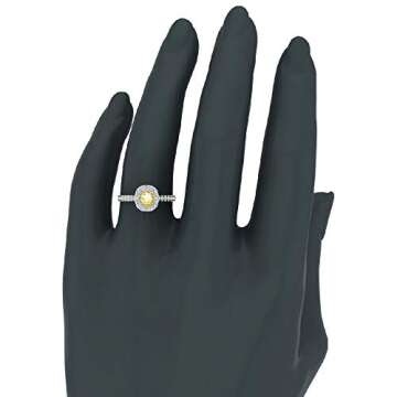 Fancy Yellow Diamond Engagement Rings 18K Gold Cushion Cut Halo style 1.10 ctw (Ring Size 6)