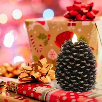 Wondise Flameless Pine Cone Candles with Timer for Holidays