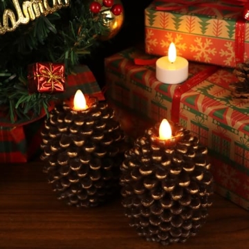 Wondise Flameless Pine Cone Candles with Timer for Holidays