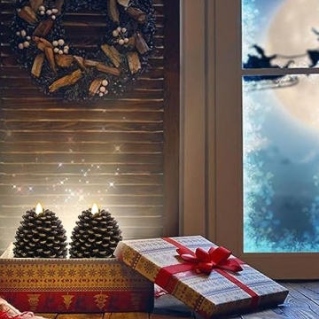 Wondise Flameless Pine Cone Candles with Timer for Holidays