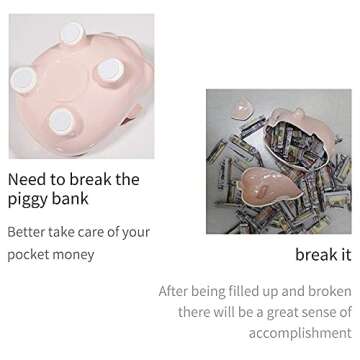 PIG WORLD Piggy Bank for Adults Must Break to Open,Ceramic,Girls Piggy Bank for Boys,Money Box for Cash Gift,Coin Bank,Tip Jar,Alcancias De Dinero para Adultos Niños,Piggy Bank for Kids,Cash Saving