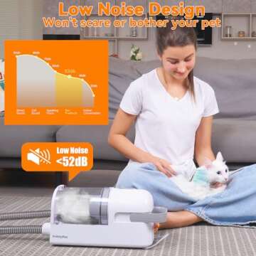 lvittyPet Pet Grooming Vacuum, Hair Trimmer for Dogs & Cats, 13000PA Suction, 5 Grooming Tools, Low Noise, 2.3L, for Shedding