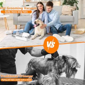 lvittyPet Pet Grooming Vacuum, Hair Trimmer for Dogs & Cats, 13000PA Suction, 5 Grooming Tools, Low Noise, 2.3L, for Shedding