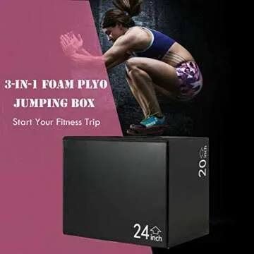 Goplus 3-in-1 Plyometric Box, 20"x24"x30" Foam Box Jump w/PVC Cover for Jumping, Conditioning, 350 lbs Weight Capacity for Home Gym Fitness Exercise
