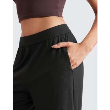 CRZ YOGA Women’s Comfy Ribbed Sweatpants with Pockets