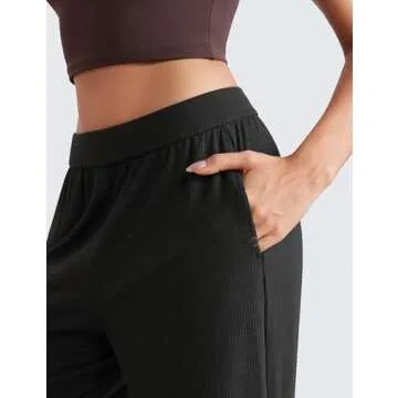 CRZ YOGA Women’s Comfy Ribbed Sweatpants with Pockets