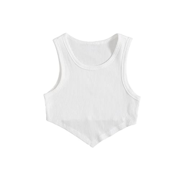 Verdusa Women's Asymmetrical Summer Crop Tank Top White