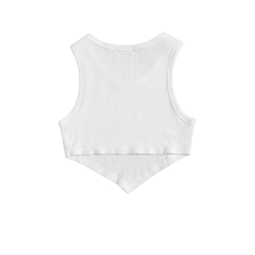 Verdusa Women's Asymmetrical Summer Crop Tank Top White