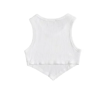 Verdusa Women's Asymmetrical Summer Crop Tank Top White