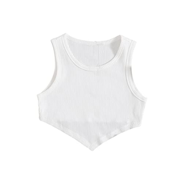 Verdusa Women's Asymmetrical Summer Crop Tank Top White