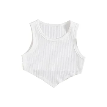 Verdusa Women's Asymmetrical Summer Crop Tank Top White
