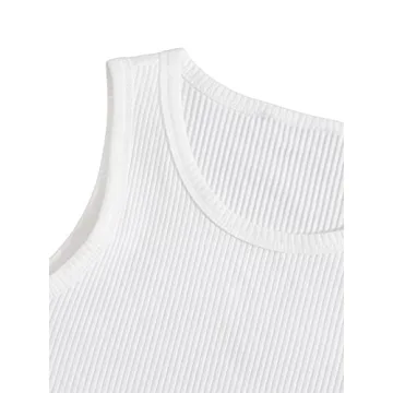 Verdusa Women's Asymmetrical Summer Crop Tank Top White