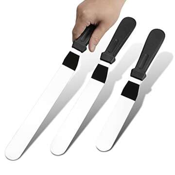 Icing Spatula, Angled Offset Spatula for Cake Decorating and Baking, Stainless Steel Cup Spatula Set...