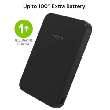 mophie Snap+ Juice Pack Mini - Magnetic 5000mAh Portable Charger, MagSafe Compatible, USB-C, Multi-Orientation Charging, USB-C to USB-C Cable Included