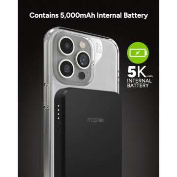 mophie Snap+ Juice Pack Mini - Magnetic 5000mAh Portable Charger, MagSafe Compatible, USB-C, Multi-Orientation Charging, USB-C to USB-C Cable Included