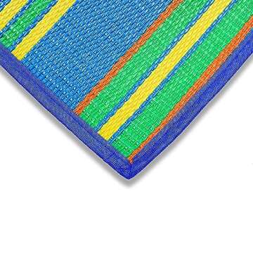Camco Handy Mat with Strap | Perfect for Picnics, Beaches, RV and Outings | Measures 72" x 108" | Blue/Green (42814)