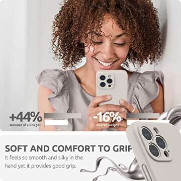 SURPHY Compatible with iPhone 13 Pro Max Case with Screen Protector, (Camera Protection + Soft Microfiber Lining) Liquid Silicone Phone Case 6.7 inch 2021, Stone