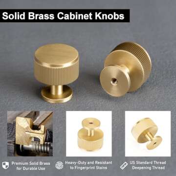 Stylish QOGRISUN Brass Cabinet Knobs - 10 Pack
