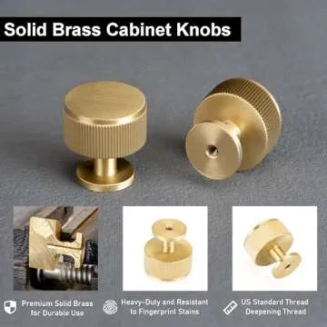 Stylish QOGRISUN Brass Cabinet Knobs - 10 Pack