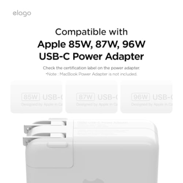 elago Charger Cable Management Case, Cord Reel Organizor Compatible with MacBook Pro 14" M4 M3 M2 M1 2024 2023 2021, MacBook Pro 16" with Touch Bar 2019, Pro 15" 2012-2019 96W (Stone)