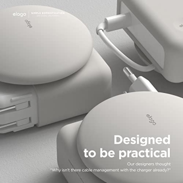 elago Charger Cable Management Case, Cord Reel Organizor Compatible with MacBook Pro 14" M4 M3 M2 M1 2024 2023 2021, MacBook Pro 16" with Touch Bar 2019, Pro 15" 2012-2019 96W (Stone)