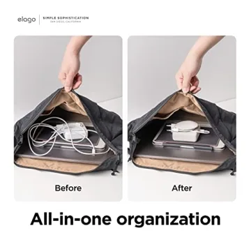 elago Charger Cable Management Case, Cord Reel Organizor Compatible with MacBook Pro 14" M4 M3 M2 M1 2024 2023 2021, MacBook Pro 16" with Touch Bar 2019, Pro 15" 2012-2019 96W (Stone)