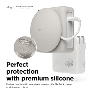 elago Charger Cable Management Case, Cord Reel Organizor Compatible with MacBook Pro 14" M4 M3 M2 M1 2024 2023 2021, MacBook Pro 16" with Touch Bar 2019, Pro 15" 2012-2019 96W (Stone)