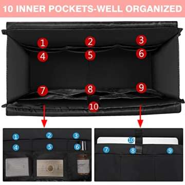 IBFUN Utility Tote Bag with 24 Exterior Interior Pockets Zip Top Teacher Tote Bag for Teacher/Work Women(Large)