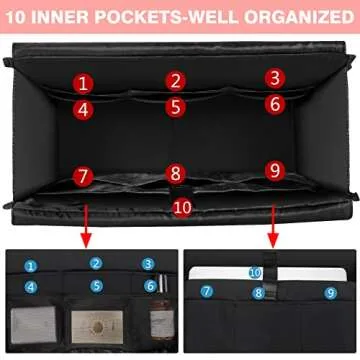 IBFUN Utility Tote Bag with 24 Exterior Interior Pockets Zip Top Teacher Tote Bag for Teacher/Work Women(Large)