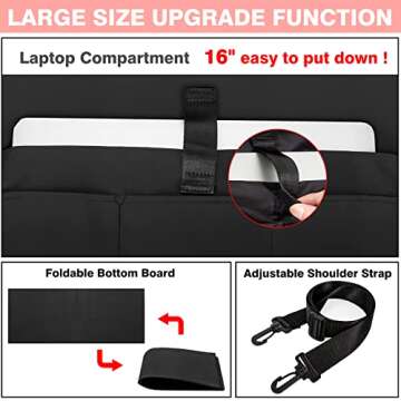 IBFUN Utility Tote Bag with 24 Exterior Interior Pockets Zip Top Teacher Tote Bag for Teacher/Work Women(Large)