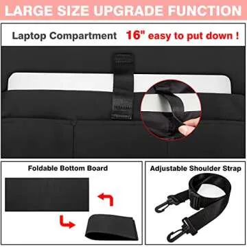 IBFUN Utility Tote Bag with 24 Exterior Interior Pockets Zip Top Teacher Tote Bag for Teacher/Work Women(Large)