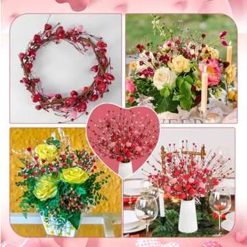 6 Pcs Valentine's Day Heart Berries for Decoration